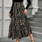 Robe longue à manches longues et coupe trapèze à motif floral pour femme