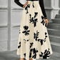 Robe longue à manches longues et coupe trapèze à motif floral pour femme