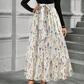 Robe longue à manches longues et coupe trapèze à motif floral pour femme