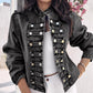 Veste en jean vintage femme à boutons symétriques