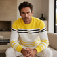 Sweatshirt à manches longues rayé et colorblock pour homme