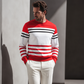 Sweatshirt à manches longues rayé et colorblock pour homme