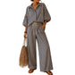 Women's Casual Striped Two-Piece Set