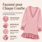 Robe en maille à col V et manches lanterne pour femme