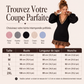 Robe en maille à col V et manches lanterne pour femme