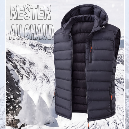 Gilet matelassé d'hiver pour homme avec capuche amovible