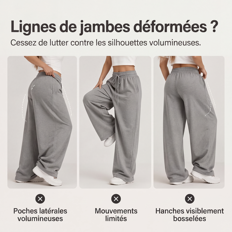 Pantalon large à taille haute et cordon de serrage pour femme