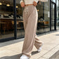 Pantalon large à taille haute et cordon de serrage pour femme