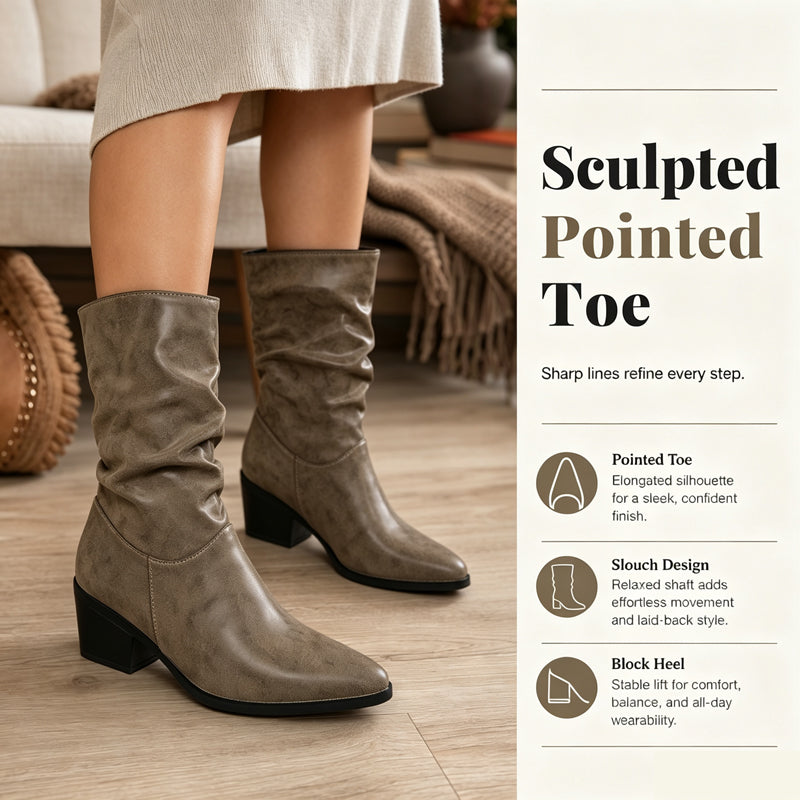Bottes pour femme à bout pointu et talon épais