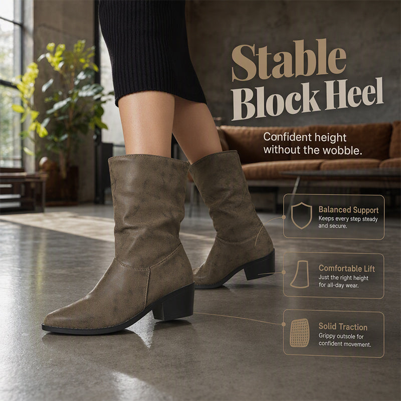 Bottes pour femme à bout pointu et talon épais