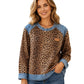 Sweat-shirt décontracté à col rond pour femme, imprimé léopard