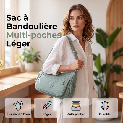 💐 -50% DE RÉDUCTION – OFFRE FLASH ! Sac à bandoulière en nylon léger avec plusieurs poches – parfait pour les voyages et l'usage quotidien 🎒⚡