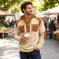 Sweat à capuche décontracté en maille gaufrée pour homme