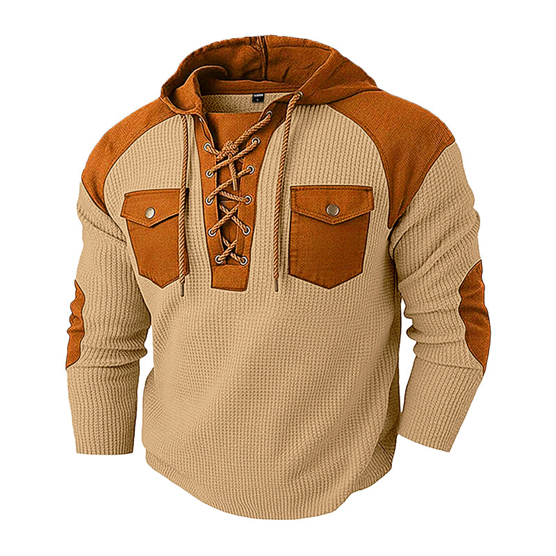 Sweat à capuche décontracté en maille gaufrée pour homme