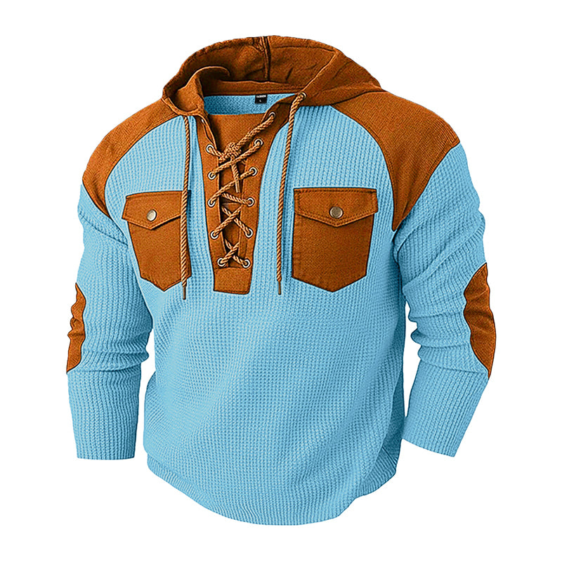 Sweat à capuche décontracté en maille gaufrée pour homme