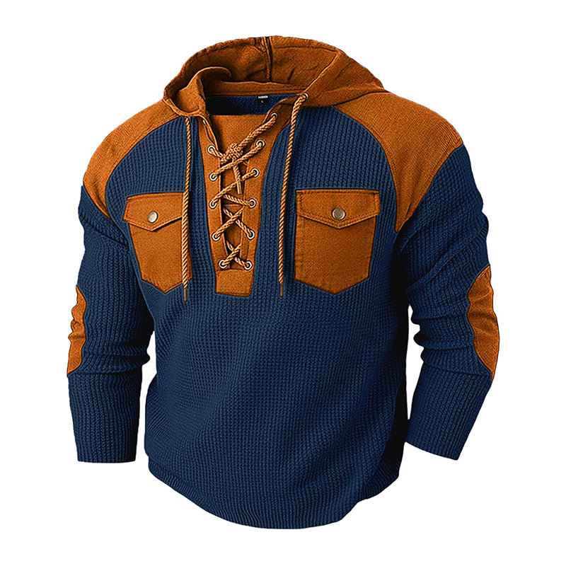 Sweat à capuche décontracté en maille gaufrée pour homme