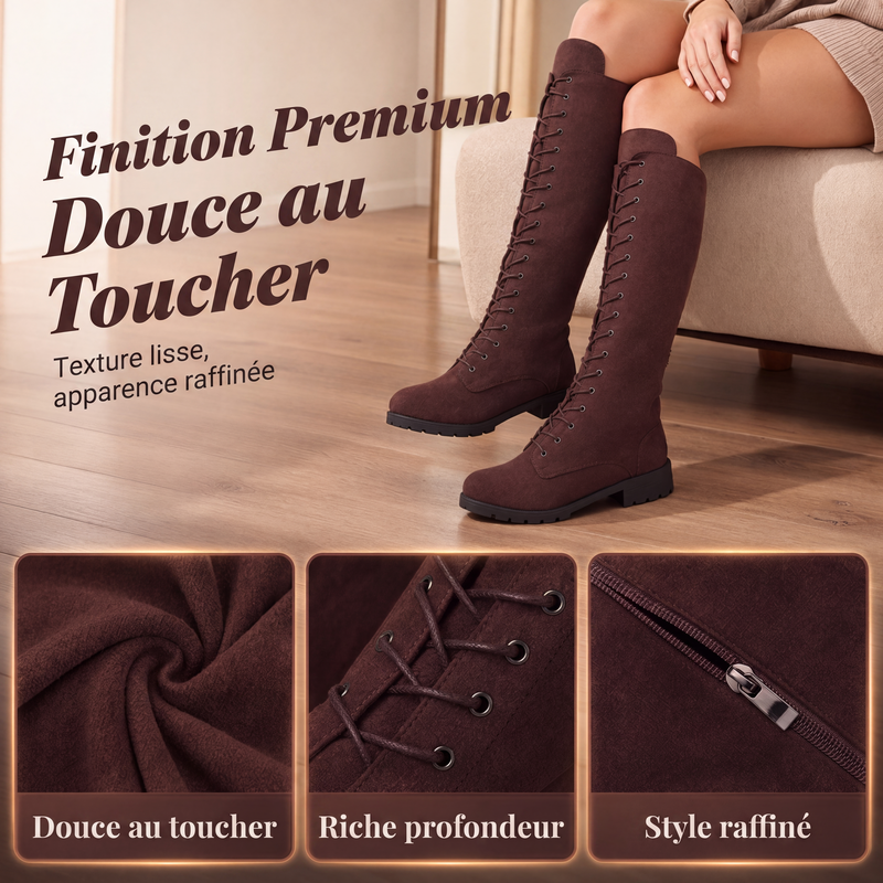 Bottes montantes à lacets pour femmes au-dessus du genou