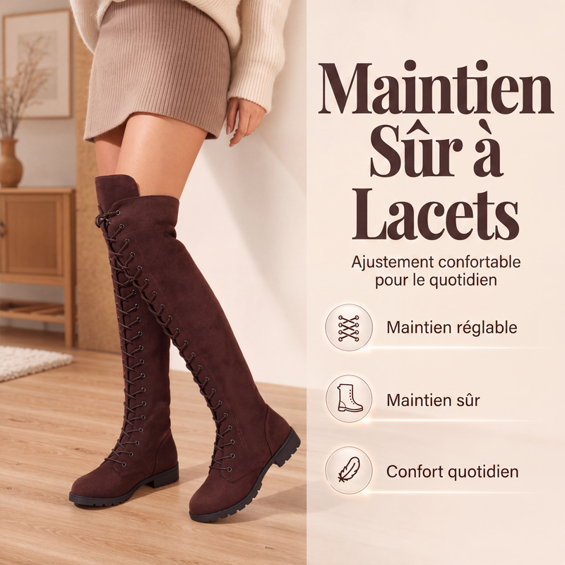 Bottes montantes à lacets pour femmes au-dessus du genou