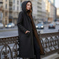 Manteau long vintage pour femme, doublé de tissu duveteux, avec capuche