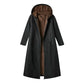 Manteau long vintage pour femme, doublé de tissu duveteux, avec capuche
