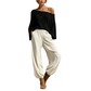 Ensemble pour femme : haut en maille à épaules dénudées et pantalon décontracté