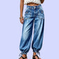 Jeans barrel extensibles taille haute pour femme