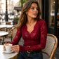 Women's Sexy V-Neck Floral Lace Top