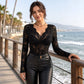 Women's Sexy V-Neck Floral Lace Top