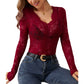 Women's Sexy V-Neck Floral Lace Top