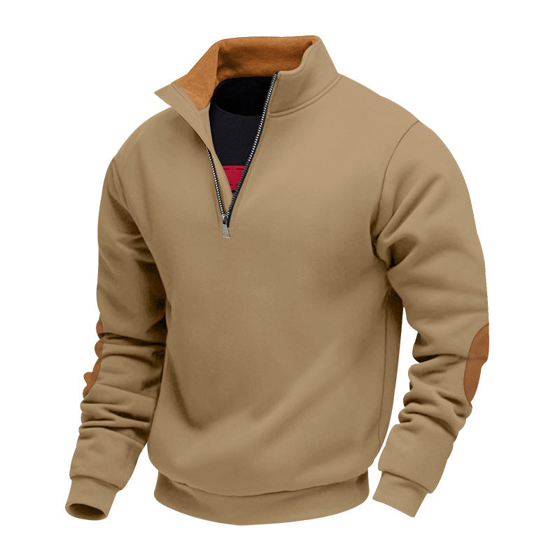 Pull décontracté en peluche à demi-zip pour homme