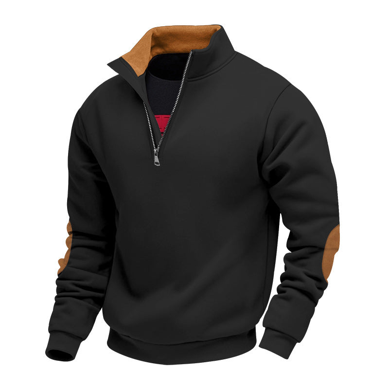 Pull décontracté en peluche à demi-zip pour homme