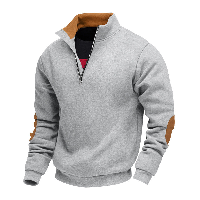 Pull décontracté en peluche à demi-zip pour homme