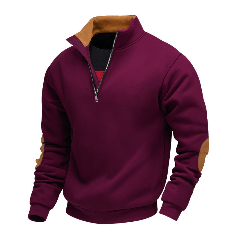 Pull décontracté en peluche à demi-zip pour homme
