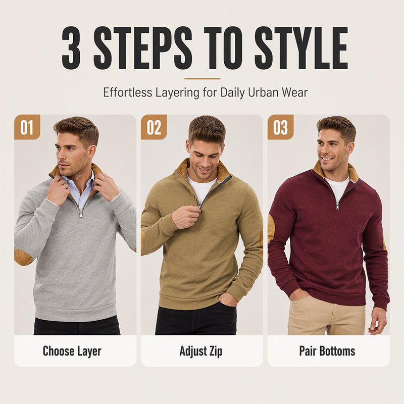 Pull décontracté en peluche à demi-zip pour homme