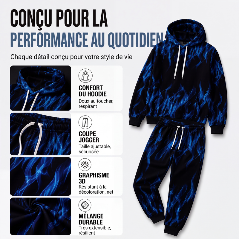 Ensemble sweat à capuche imprimé et pantalon de survêtement pour homme
