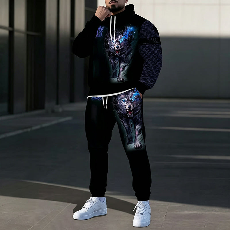 Ensemble sweat à capuche imprimé et pantalon de survêtement pour homme