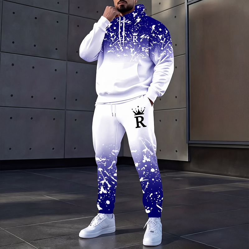 Ensemble sweat à capuche imprimé et pantalon de survêtement pour homme