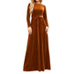 Robe longue élégante pour femme en velours à manches longues