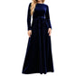 Robe longue élégante pour femme en velours à manches longues