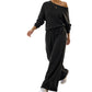 Ensemble haut épaules dénudées et pantalon large pour femme