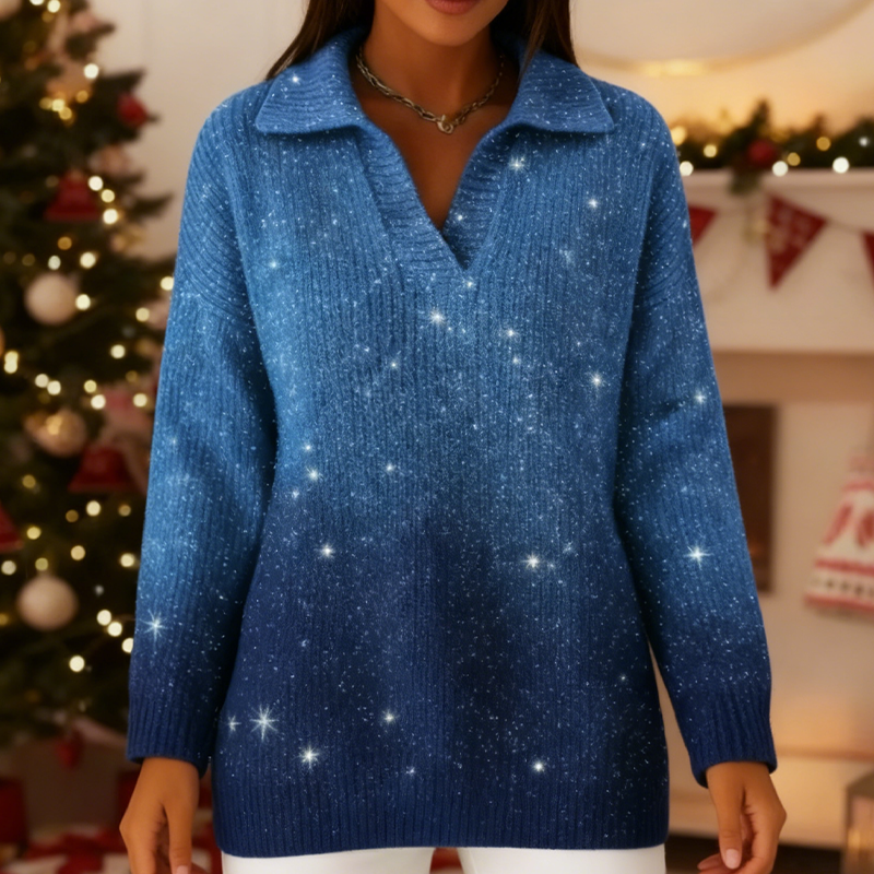 ✨ Pull à manches longues en maille brillante pour femme