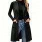 Gilet long boutonné pour femmes avec poches