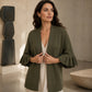 Cardigan en maille à manches à volants pour femme