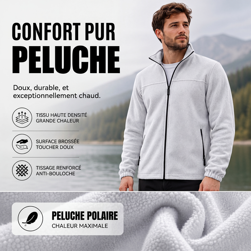 Veste chaude à col montant et fermeture éclair pour homme