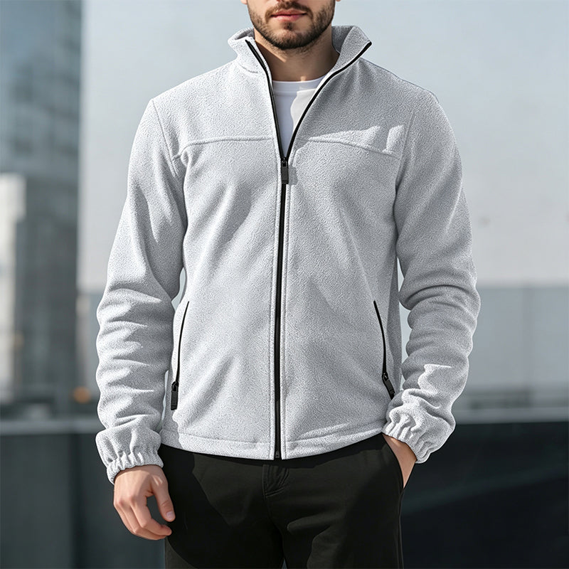 Veste chaude à col montant et fermeture éclair pour homme