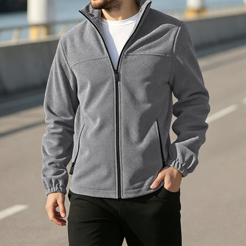 Veste chaude à col montant et fermeture éclair pour homme