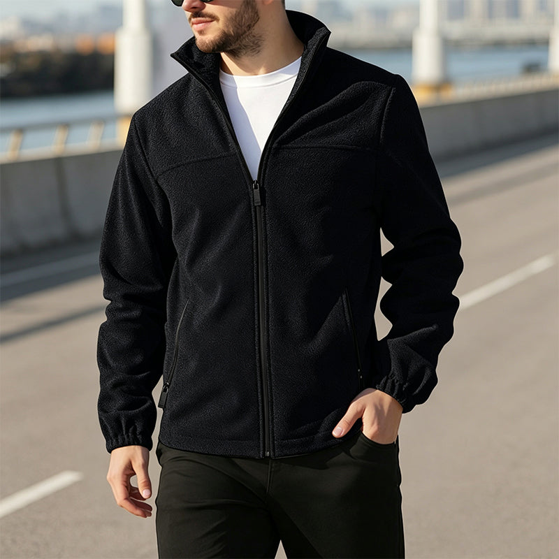 Veste chaude à col montant et fermeture éclair pour homme