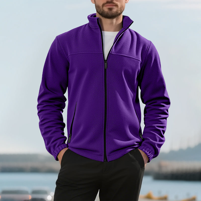 Veste chaude à col montant et fermeture éclair pour homme