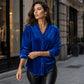 Chemisier pour femme à col volanté de couleur unie