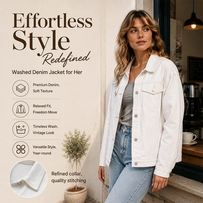Veste en jean délavée oversize pour femme